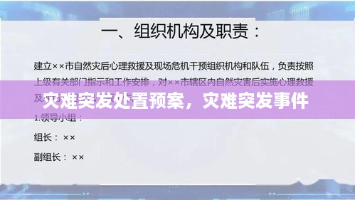 災(zāi)難突發(fā)處置預(yù)案，災(zāi)難突發(fā)事件 