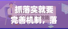 抓落實就要完善機制，落實什么機制 