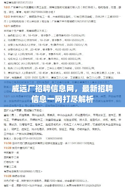 威遠廠招聘信息網，最新招聘信息一網打盡解析
