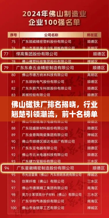 佛山磁鐵廠排名揭曉，行業(yè)翹楚引領(lǐng)潮流，前十名榜單全解析