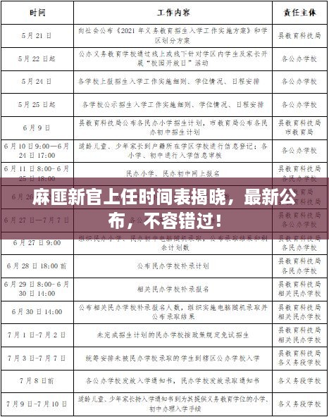 麻匪新官上任時間表揭曉，最新公布，不容錯過！