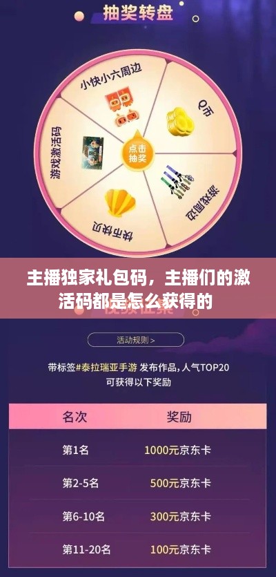 主播獨家禮包碼，主播們的激活碼都是怎么獲得的 